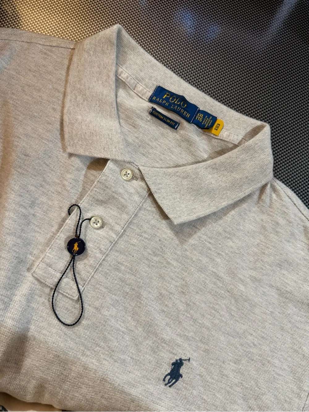 NWOT Ralph Lauren Men’s Light Gray Mesh Polo with Embroidered Pony size XXL